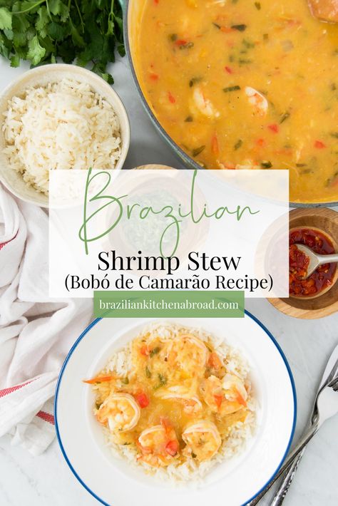 Brazilian Shrimp, Yuca Root, Shrimp Stew, Colorful Dishes, Serrano Pepper, Stew Recipe, Vegetable Peeler, Oil Coconut, Just Cooking