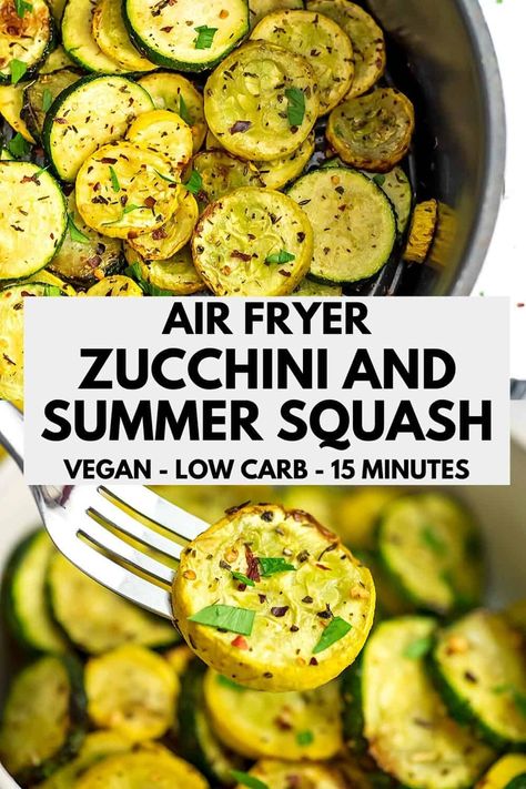 Air Fryer Squash And Zucchini, Air Fryer Zucchini And Squash, Air Fryer Squash, Fried Yellow Squash, Easy Squash Recipes, Sauteed Zucchini Recipes, Zucchini And Summer Squash, Air Fryer Recipes Low Carb, Grilled Squash