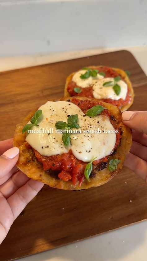 Holly Dingwall | MEATBALL MARINARA SMASH TACOS 🌮🍝 I’ve seen a lot of burger smash tacos but I NEEDED to try an Italian version using meatballs 😩😍 it did… | Instagram Burger Smash, Smash Tacos, Meatball Marinara, Truck Ideas, Cooking On A Budget, Taco Tuesday, Marinara, Food Truck, Meatballs