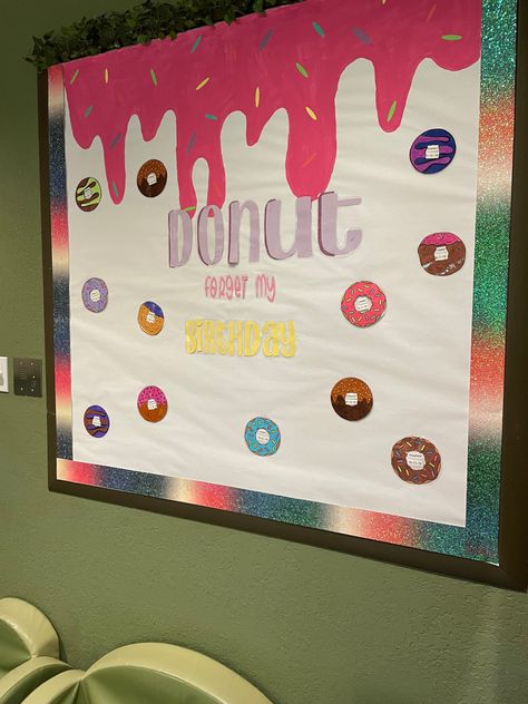 Birthday Bulletin Board, Birthday Board Classroom, Board Classroom, Birthday Bulletin Boards, Birthday Bulletin, Donut Birthday, Birthday Wall, Birthday Board, Birthday Cupcakes