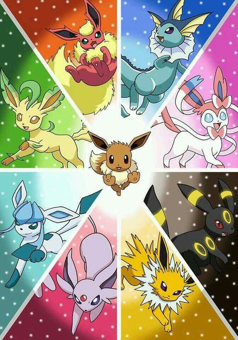 Pokemon eeveelutions Evoluzioni Eevee, Evee Evolution, Kartu Pokemon, Bedroom Mural, Pikachu Pikachu, Pokemon Eevee Evolutions, Pokemon Game, Wall Scroll, Pokemon Poster