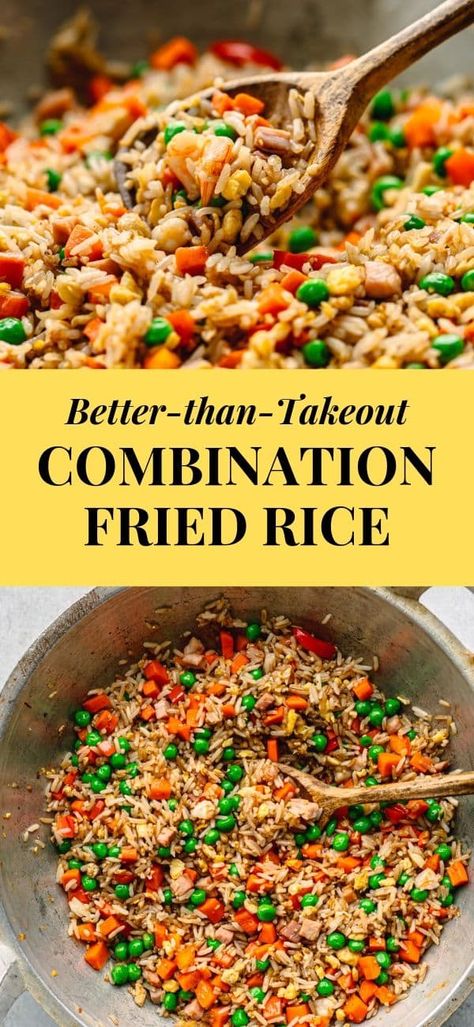 Combination Rice Recipe, Fried Rice With Hoisin Sauce, Ham Perlow Rice, Combination Fried Rice Recipe, Special Rice Recipe, Fancy Rice, Combination Fried Rice, Special Fried Rice Recipe, Classic Meals