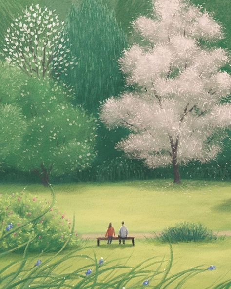 Park Illustration, Park Painting, Most Paused Movie Scenes, Bg Design, Book Illustration Art, Pretty Drawings, Landscape Illustration, Dreamy Art, Why People