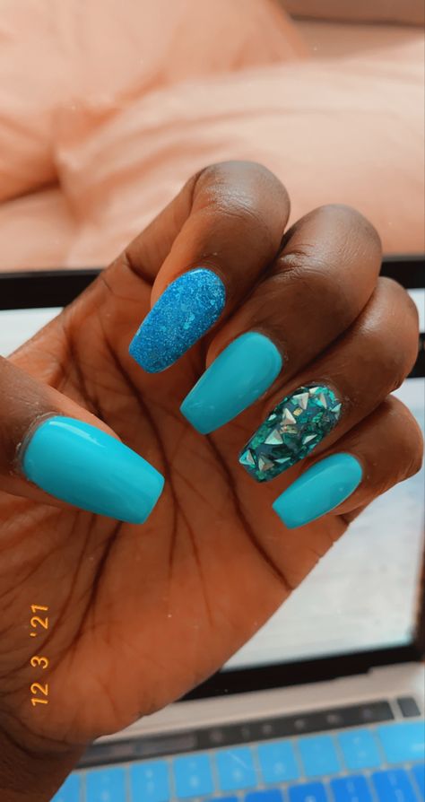 Nail Designs Turquoise, Teal Nail Designs Turquoise, Teal Chrome Nails, Teal Chrome, Tiffany Blue Nails, Teal Aesthetic, Teal Nail Designs, Blue Coffin Nails, Teal Nails