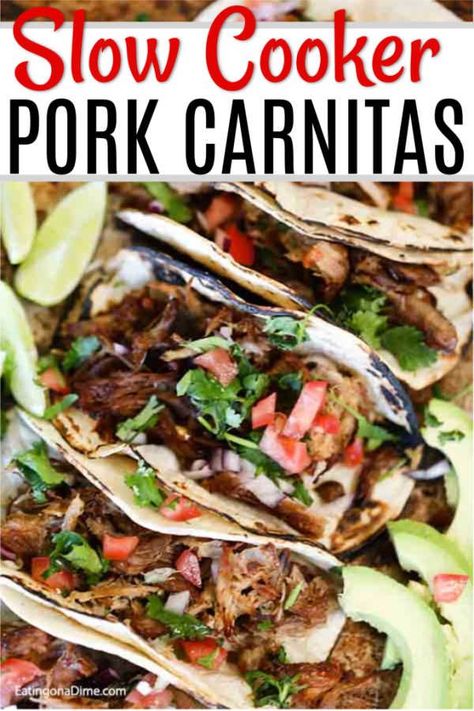 Authentic Pork Carnitas Recipe, Slow Cooker Pork Carnitas, Pork Carnitas Tacos, Crockpot Pork Loin, Simple Crockpot, Slow Cooker Carnitas, Pork Carnitas Recipe, Pork Carnitas Slow Cooker, Carnitas Tacos