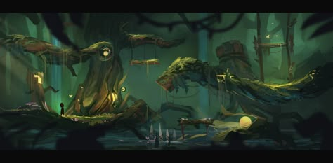 Swamp Concept Art, Swamp Druid, Forest Games, Fantasy Map Making, 2d Game Art, Level Design, Magic Forest, Game Inspiration, Unreal Engine