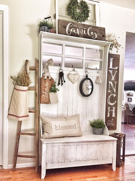 Hall Tree Decor, Hall Tree Decorating Ideas, Farmhouse Hall Trees, Entryway Bench Decor, Hall Tree Entryway, Bench Area, Entryway Hall Tree, Cottage Style Interiors, Entryway Hall