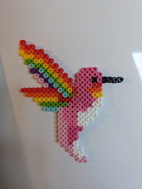 Hummingbird Perler Beads, Feather Perler Bead Patterns, Perler Beads Birds, Rainbow Perler Beads, Spring Perler Beads, Spring Perler Bead Patterns, Bird Perler Bead Patterns, Perler Bead Bird, Perler Bead Bookmarks