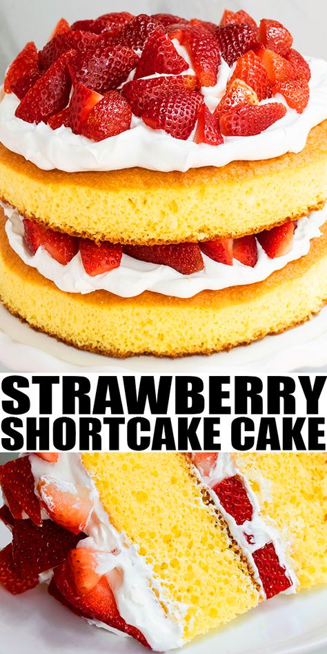 Birthday Cake For Adults, Strawberry Cake From Scratch, Easy Strawberry Cake, Strawberry Cake Easy, Recipe Cheesecake, Easy Strawberry Shortcake, Cheesecake Oreo, Shortcake Cake, Moist Vanilla Cake