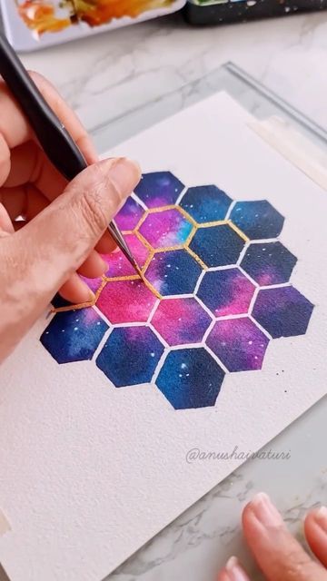 Watercolor Mosaic Painting, Watercolor Mosaic, Nebula Painting, Nasa Art, Watercolor Guide, Watercolour Ideas, Watercolor Blog, Nasa Images, Guided Art