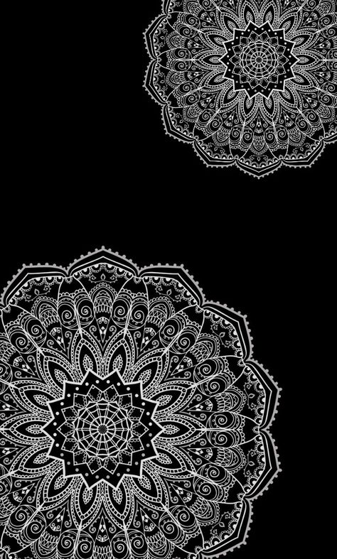 Pinterest // shutxthefrickup Black & White Mandala Phone Background/Wallpaper Mandala Black Background, Mandala Phone Wallpaper, Mandala In Black Background, Black Mandala Wallpaper, Dark Mandala Wallpaper, Black Background Coloring Pages, Mandala Background Wallpapers, Background Coloring Pages, Mandala Aesthetic