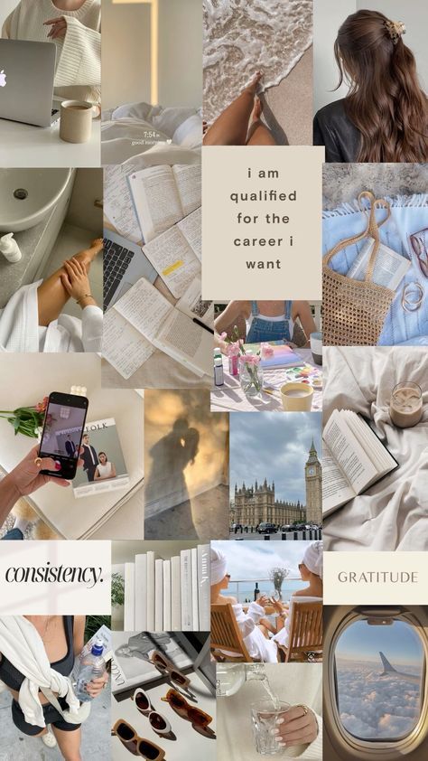 Vision Mood Board Inspiration, Mood Board Lifestyle, Things That Make Me Happy Aesthetic, Vision Board Beige Aesthetic, 2024 Vision Board Aesthetic Wallpaper, Vision Board Ideas Inspiration Aesthetic, Cpa Vision Board, Life Inspo Board, Dream Board Ideas Pictures