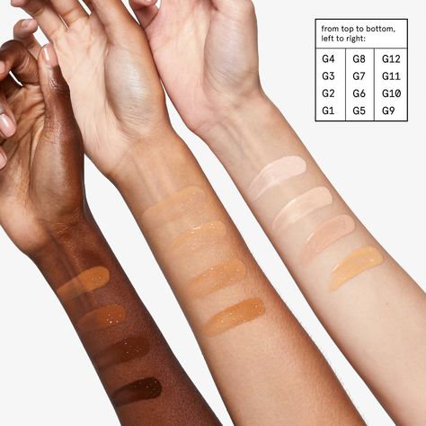 Perfecting Skin Tint for Dewy Sheer Coverage - Glossier | Sephora Glossier Bronzer Flare, Glossier Branding, Glossier Concealer, Glossier Skin Tint, Glossier Perfecting Skin Tint, Glossier Stretch Concealer, Stretch Concealer, Layers Of Skin, Even Out Skin Tone