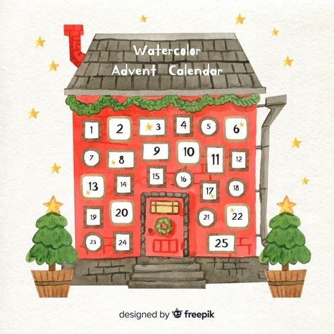 Watercolor house advent calendar Premium... | Premium Vector #Freepik #vector #watercolor #christmas #christmas-tree #calendar House Advent Calendar, Tree Day, Watercolor House, Christmas Calendar, Holiday Poster, Countdown Calendar, Christmas Advent Calendar, Watercolor Christmas, Christmas Advent