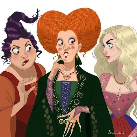 Connie Kang on Instagram: “Halloween theme month! Hocus Pocus 🧙‍♀️ #characterdesign #characterart t#characterillustration #conceptart #visualdevelopmentartist…” Hocus Pocus Characters, Hermanas Sanderson, Hocus Pocus 1993, Hocus Pocus Witches, Recent Movies, Portrait Cartoon, Halloween Theme, Keep In Touch, Disney Halloween