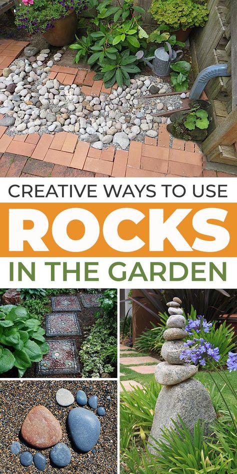 Got rocks and stones that you don't know what to do with? Well we have some great ideas on ways to use rocks in the garden that you're gonna love! Check them out! Patio Rock Garden, How To Use Rocks As Decor, Simple Stone Garden Ideas, Stone Ideas For Garden, Rock Garden In A Pot, How To Use Rocks In Landscaping, Garden Decor With Rocks, Outdoor Landscaping Ideas With Rocks, Rock Garden With Bench