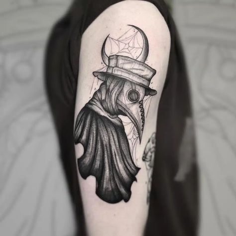 Plague Doctor Mask Tattoo, Thick Outline Tattoo, Small Plague Doctor Tattoo, Plague Doctor Tattoo Cute, Tattoo Ideas Plague Doctor, New School Plague Doctor Tattoo, Old School Plague Doctor Tattoo, Plague Doctor Tattoo, Dark Tattoos For Men