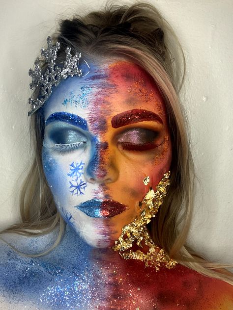 Christmas makeup look Snow Miser Makeup, Heat Miser Snow Miser, Heat Miser And Snow Miser, Snow Miser, Heat Miser, Face Charts, Christmas Makeup Look, Makeup Face Charts, Face Chart