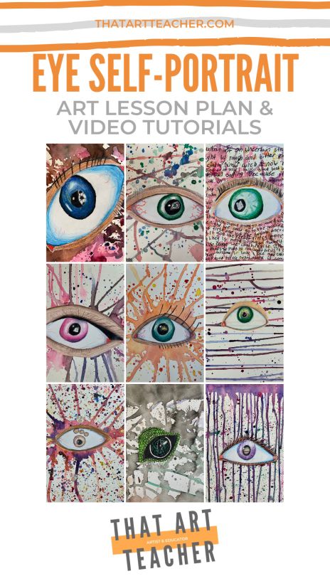 Eye Lesson, Art Sub Lessons, Self Portrait Art, 7th Grade Art, 8th Grade Art, Middle School Art Projects, Art Lessons Middle School, 6th Grade Art, 5th Grade Art