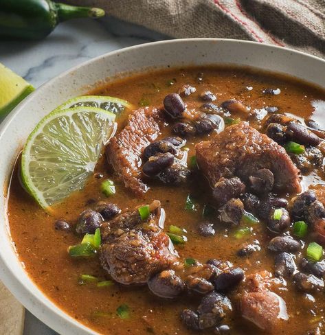 Mexican Pork And Beans, Pork And Black Bean Chili, Pork And Black Beans Recipe, Pork Shoulder And Beans, Pork And Beans Recipe, Mexican Black Beans, Black Bean Stew, Mexican Pork, Dried Black Beans