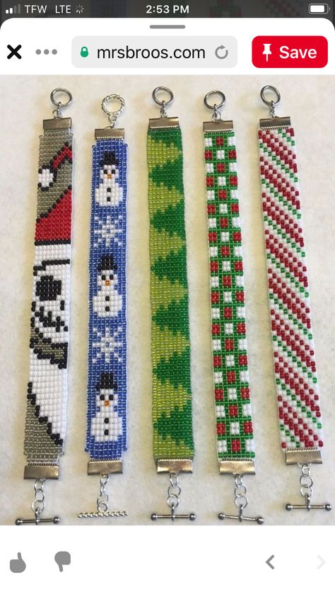 Christmas Loom Patterns, Christmas Loom Bracelets, Native Beading Patterns, Bead Loom Designs, Bead Weaving Tutorials, Bead Loom Pattern, Loom Bracelet Patterns, Beaded Bookmarks, Bracelets Handmade Diy