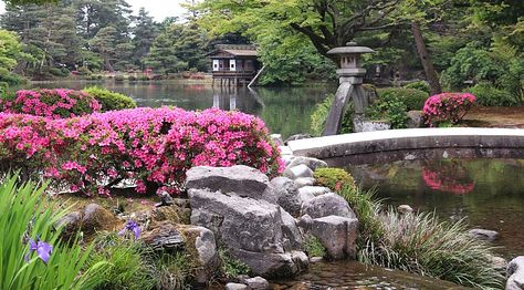 Kanazawa Travel: Kenrokuen GardenKenrokuen (兼六園) in Kanazawa is justifiably classified as one of Japan's "three most beautiful landscape gardens" alongside Mito's Kairakuen and Okayama's Korakuen. Kenrokuen Garden, Gardens Of The World, Kyoto Travel, Video Garden, Japanese Garden Design, Japanese Landscape, Landscape Garden, Kanazawa, Tokyo Travel