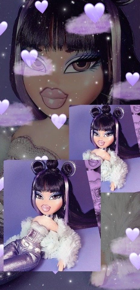 Y2k Aesthetic Wallpaper Pink, Las Bratz, Y2k Aesthetic Wallpaper, Pink Glitter Wallpaper, Black Bratz Doll, Pink And Purple Wallpaper, Cellphone Background, Passport Pictures, Brat Doll