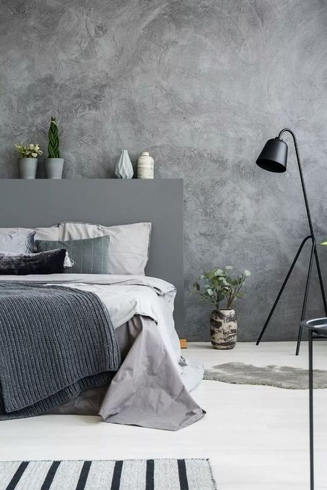 Limewash Paint: The Natural Choice for a Breathable, Beautiful Home Concrete Bedroom, Limewash Walls, Beton Design, Concrete Walls, Wall Texture Design, Dekorasi Kamar Tidur, Living Room Makeover, Home Room Design, Grey Walls