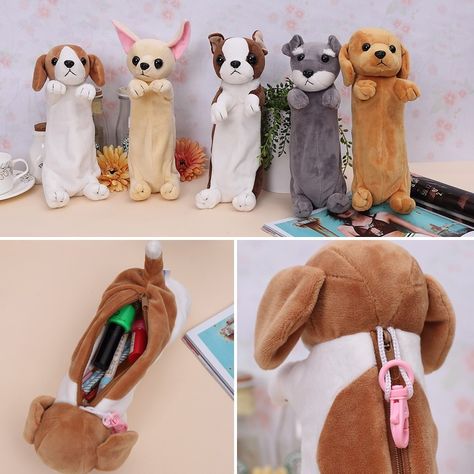 Animal Pencil Case, School Pencil Case, Dog Pen, Cute Pencil Case, Kids School Supplies, Animal Pen, Pen Bag, School Pencils, Fluffy Dogs