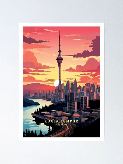 "Kuala Lumpur Malaysia Urban Pulse Travel Illustration" Poster for Sale by NeuralVibe | Redbubble Poster Malaysia, Malaysia Merdeka, Poster Illustration, Kuala Lumpur Malaysia, Twin Towers, Travel Illustration, Illustration Poster, Kuala Lumpur, Travel Poster