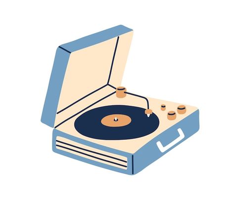 Old Gramophone, Nature Symbols, Vinyl Player, Doodle Images, Flat Vector Illustration, Flat Vector, Retro Music, Record Player, Editorial Illustration