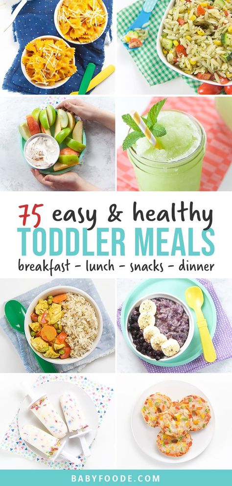 This Master List of 75 Toddler Meals is full of healthy and easy breakfast, lunch, snack and dinner recipes for your little one! Most of these recipes can be made in 5-30 minutes, are freezer-friendly and have allergy modifications. #toddlermeals #toddlerrecipes #healthy #easy Toddler Meals Healthy, Healthy Yogurt Parfait, Healthy And Easy Breakfast, Healthy Easy Recipes, Toddler Breakfast, Summer Salads With Fruit, Healthy Yogurt, Toddler Lunches, Pumpkin Waffles