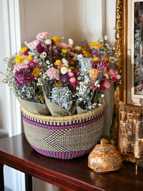 Gorgeous dried flowers. Peonies, Dusty Miller, strawflowers, Dahlias and Wings Everlasting. Green Valley Arizona, Flowers Peonies, Flower Preservation, Dusty Miller, How To Wrap Flowers, Pressed Flower Art, Farm Stand, Green Valley, How To Preserve Flowers