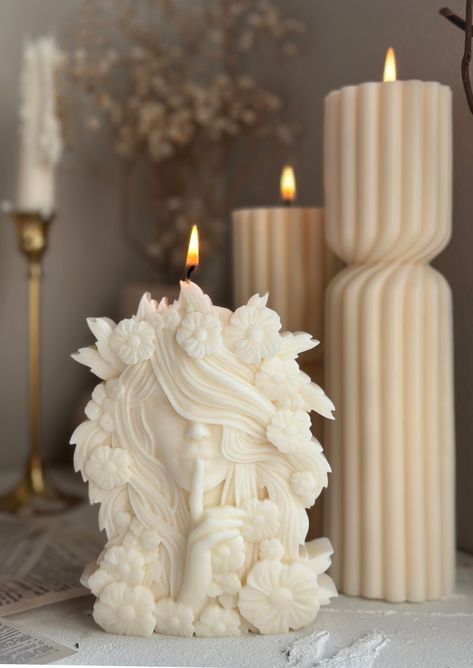 Flower Goddess Candle, Flower Woman Candle, Sculptural Candle, Venus Soy Candle, Modern Candle, Home Decor, Aesthetic Candle, Minimalist *Artisanally made in Los Angeles *Sculpture candle around 6 inches/Tall x 4.5 inches/Width -350g *Organic soy wax & bee wax *Unscented/Scented *Decorative candles *All-natural soy wax & beeswax *Lead-free cotton wicks *Heartmade with love Add elegance and charm to your home with a sculptural art piece with an interesting feel. Each is uniquely formed and colore Decorating All White Living Room, Unique Candle Ideas, Woman Candle, Candle Minimalist, Sculptural Candles, Goddess Candle, Candle Sculpture, Sculpture Candle, Flower Goddess