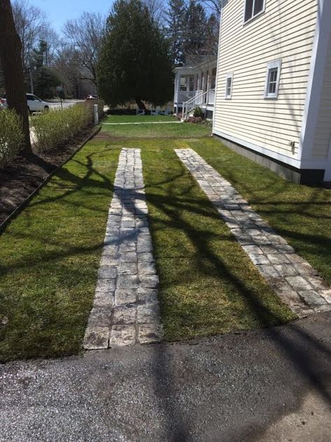 Landscaping with Ribbon Driveway - Traditional - Landscape - Boston - by Burr Brown Design & Beacon Builders | Houzz Brick Ribbon Driveway, Ribbon Driveway, Private Driveway, Brick Driveway, Driveway Ideas, Transitional Exterior, Gravel Driveway, Brown Design, Driveway Gate