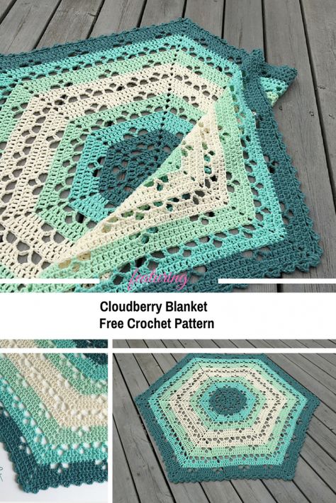 Cloudberry Hexagon Shaped Baby Blanket Free Crochet Pattern Hexagon Sweater, Baby Blanket Free Crochet Pattern, Crochet Hexagons, Crochet Hexagon Blanket, Hexagon Crochet Pattern, Kawaii Amigurumi, Crochet Baby Blanket Beginner, Crochet For Beginners Blanket, Crochet Blanket Designs