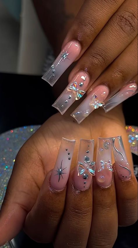 Jhene Aiko Concert Nails, Unusual Nail Designs, Cartoons Movies, Milky Nails, Hippie Nails, Long Acrylic Nail Designs, Drip Nails, Girly Acrylic Nails, Cute Acrylic Nail Designs