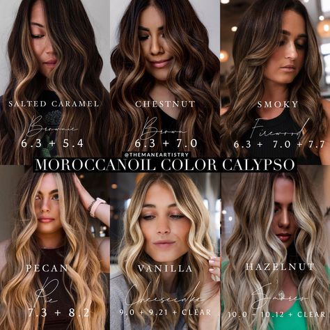 New Moroccanoil Color Line Moroccan Oil Color Calypso Formulas, Joico Toner Formula, Joico Hair Color Formulas, Color Calipso, Redken Formulas, Color Formulations, Toner Formulas, Hair Stylist Tips, Hair Formulas