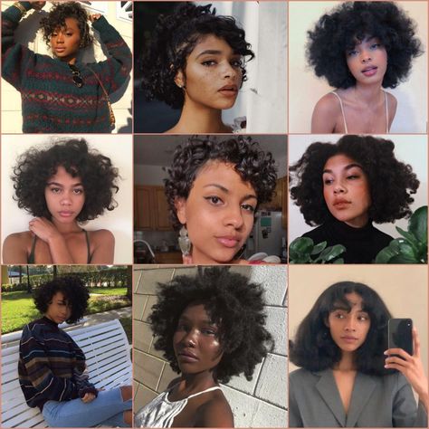 Soft Natural Black Women, Gamine Hairstyles, Black Womens Hairstyles, Soft Hairstyles, Dramatic Aesthetic, Kibbe Romantic, Hairstyles For Black Hair, Soft Dramatic, Gamine Style