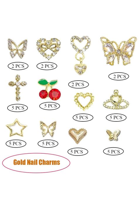 45PCS Butterfly Nail Charms Cross Nail Art Charms 3D Star Charms Heart Charms Cherry Nail Gems Shiny Gold Nail Charms for Women Nail DIY Design Gold Nail Charms, Cross Nail Art, Charms For Nails, Cherry Nail, Cross Nails, Nail Gems, Nail Art Charms, Design Advertisement, Cherry Nails