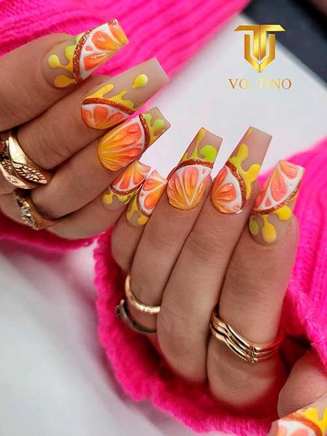 (20) StylishBelles on Twitter: "Elegant and luscious orange slice nails 😍 Tap for more✅: https://t.co/LpJFh1hOV8 @stylishbelles #nail #nails #nailart #summernails #summernailart #fruitnails #fruitnailart #orangenails https://t.co/ow22P07pTX" / Twitter Fruit Nails, Fruit Nail Art, Fun Summer Nails, Orange Christmas, Orange Slice, Orange Nails, Nail Art Summer, Chic Nails, Nail Arts