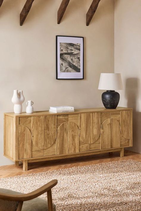 Light Wood Sideboard, Reclaimed Wood Sideboard, Mango Wood Furniture, Front Living Room, Large Sideboard, Modern Home Furniture, Tv Sideboard, Table Tv, Media Wall