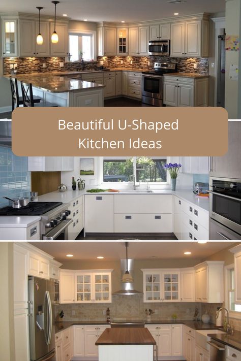 U Kitchen Ideas Layout, U Shape Kitchen Ideas Modern, Small Kitchen Ideas U-shaped, Large U Shaped Kitchen With Island, Large U Shaped Kitchen, Small U Shaped Kitchen Ideas, Small U Shaped Kitchen Remodel, U Shaped Kitchens, U Shaped Kitchen Remodel