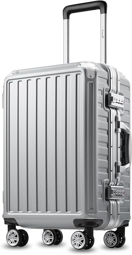 LUGGEX Carry On Luggage 20" with Aluminum Frame, Polycarbonate Zipperless Luggage with Wheels, Silver Hard Shell Suitcase 4 Metal Corner. CLICK FOR MOORE DETAILS! SAVE & LIKE #ad Our no zipper #luggage boasts 4 #aluminum corner protectors. Convenient #TSA Latches. These wear-resistant and flexible latches allow you to open your luggage with a single press. #Smooth and Silent Rollings. Glide through #airports #travel #cruiseships #springbreak #VACATION #holiday #summertravel #summer #cruise Hard Sided Luggage, Carryon Luggage, Carry On Suitcase, Travel Bottles, Carry On Luggage, Luggage Accessories, Aluminum Frame, Summer Travel, Travel Accessories