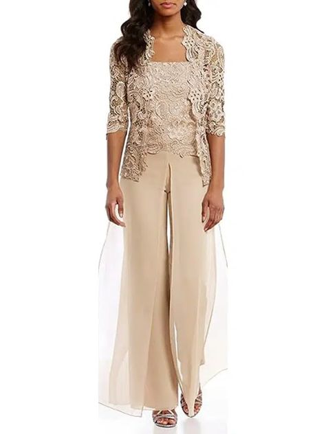 20 Stylish & Affordable Mother of the Bride Dresses Mom Will Love Mother Of The Bride Trouser Suits, Mother Of The Bride Suits, Wedding Pantsuit, Beach Wedding Guest, Chiffon Pants, Mother Of Bride Outfits, Mesh Pants, Mother Of The Bride Outfit, Lace Formal Dress