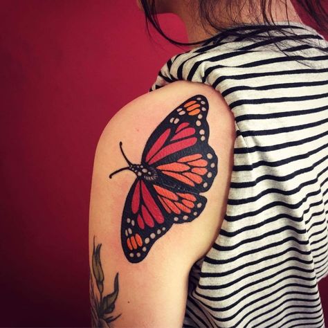 Monarch Traditional Tattoo, Neo Traditional Monarch Butterfly Tattoo, American Traditional Monarch Butterfly Tattoo, Traditional Monarch Butterfly Tattoo, Neo Traditional Butterfly Tattoo, Butterfly Traditional Tattoo, American Traditional Butterfly Tattoo, Yellow Butterfly Tattoo, Monarch Tattoo