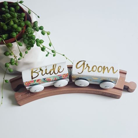 Travel/train themed wedding name setting/ wedding favour Train Theme Wedding Decor, Train Wedding Theme, Train Theme Wedding, Wedding Table Name, Travel Train, Table Markers, Train Decor, Wedding Table Names, Train Theme