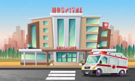 Ambulance Cartoon, Ambulance Pictures, Hospital Cartoon, Background Hospital, Geometric Photography, Hospital Icon, Hospital Building, Emergency Ambulance, Hospital Pictures