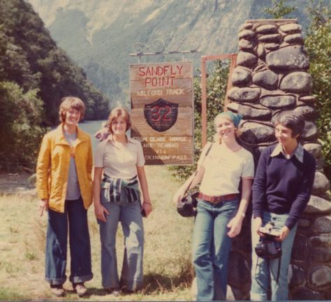 yellow coat and jeans 70s Hiking Outfit, 70s Hiking, Coloured Photos, Retro Hiking, Milford Track, On Golden Pond, Hiking Photos, Retro Camping, Hippie Lifestyle