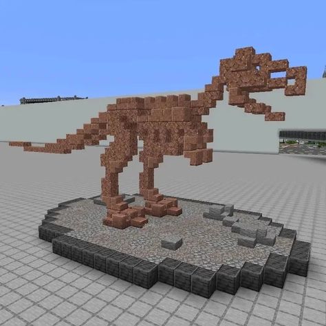 Minecraft T Rex Build, Minecraft Dinosaur Skeleton, Minecraft Fossil Builds, Minecraft Skeleton Build, Minecraft Fossils, Minecraft Dinosaur, Fossil Ideas, Minecraft Museum, Minecraft Armor